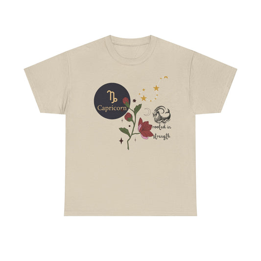 Capricorn Zodiac T-Shirt Floral Constellation Design | Earth Sign Aesthetic Tee