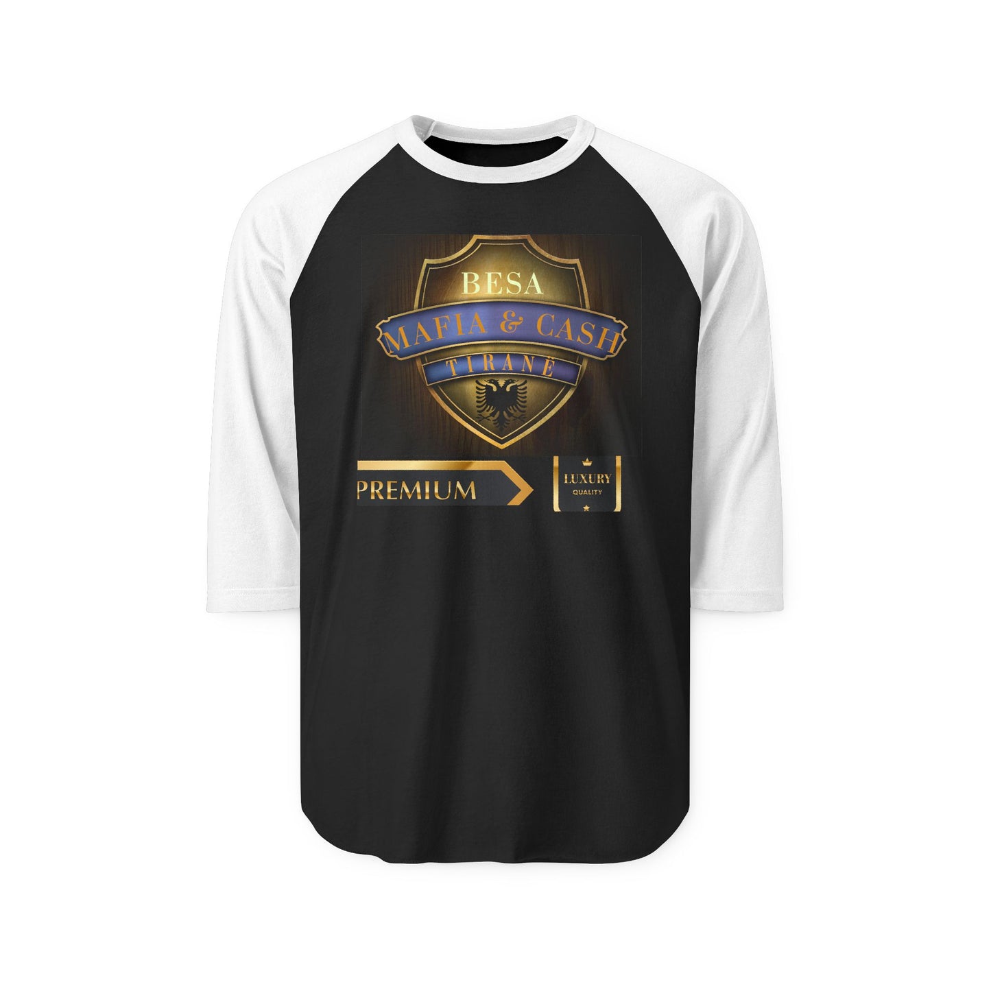 Raglan Shirt - Besa Mafia & Cash Premium Shield Baseball Tee