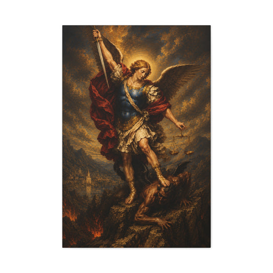 Archangel Saint Michael Matte Canvas Print — Classical Religious Wall Art