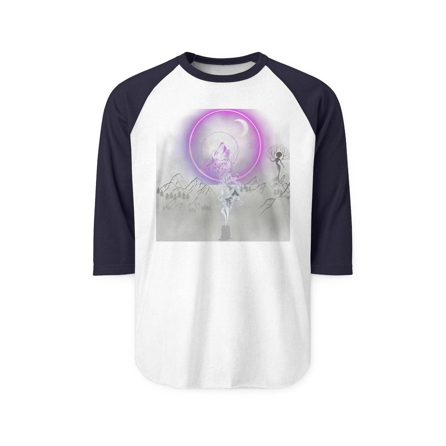 Mystic Moonlight Raglan Shirt — Neon Crescent Astral Design