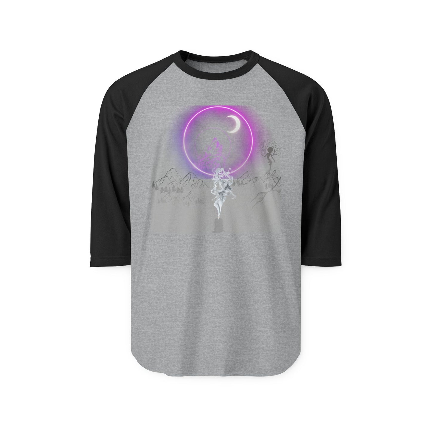 Mystic Moonlight Raglan Shirt — Neon Crescent Astral Design