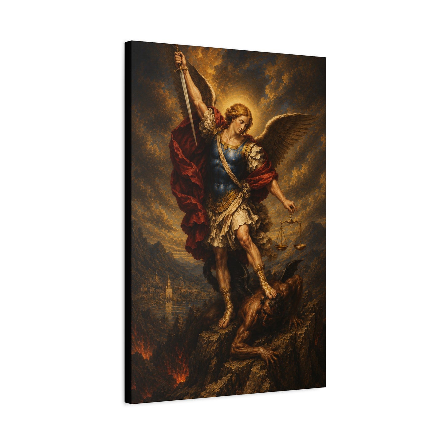 Archangel Saint Michael Matte Canvas Print — Classical Religious Wall Art