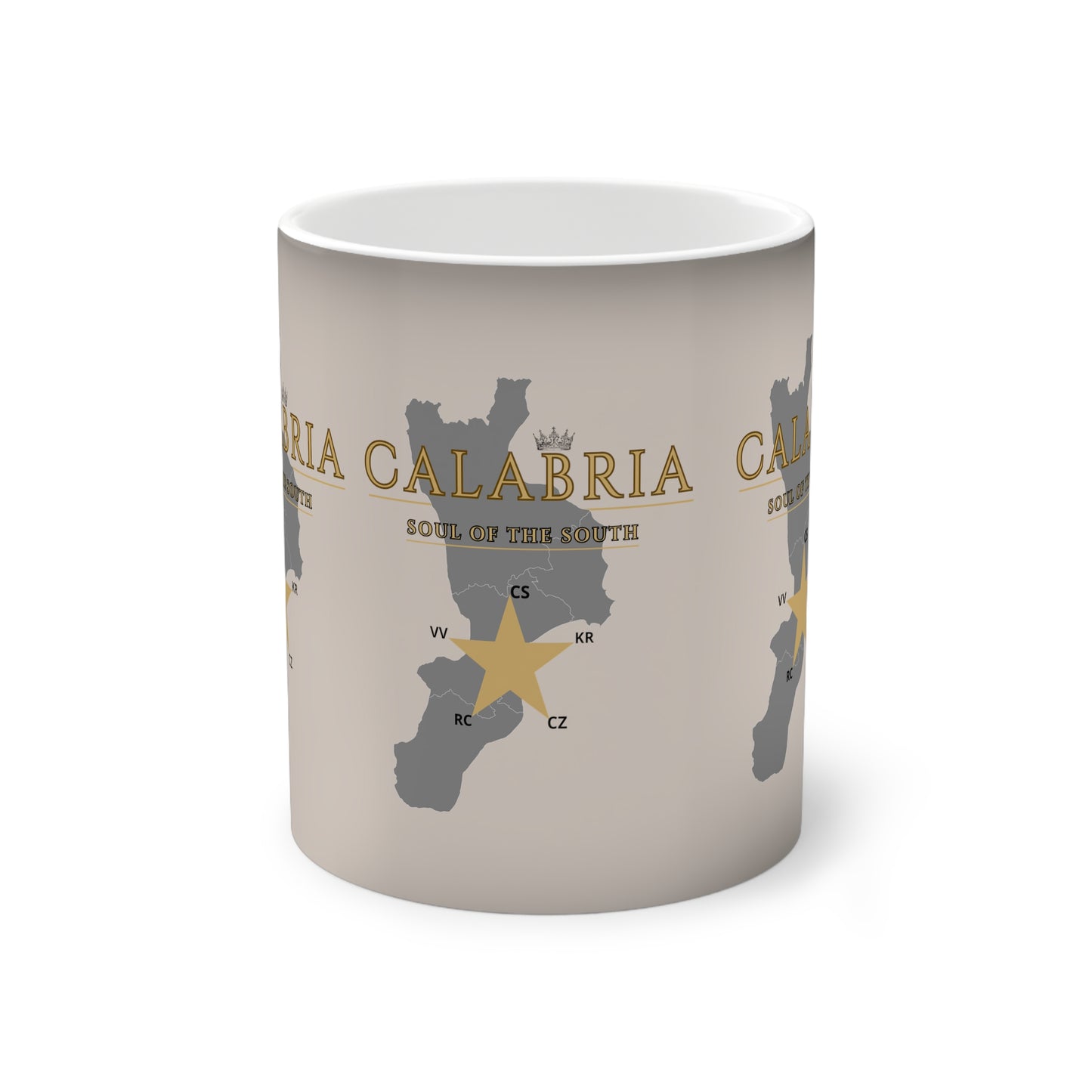 Color-Changing Mug — Calabria Map & "Cuore del Sud" Design, 11oz