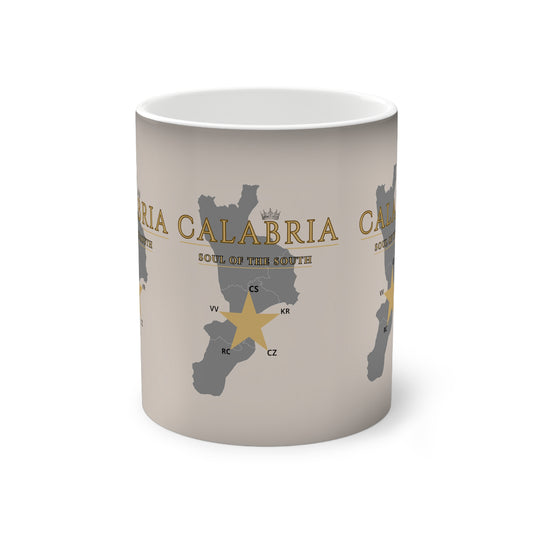 Color-Changing Mug — Calabria Map & "Cuore del Sud" Design, 11oz