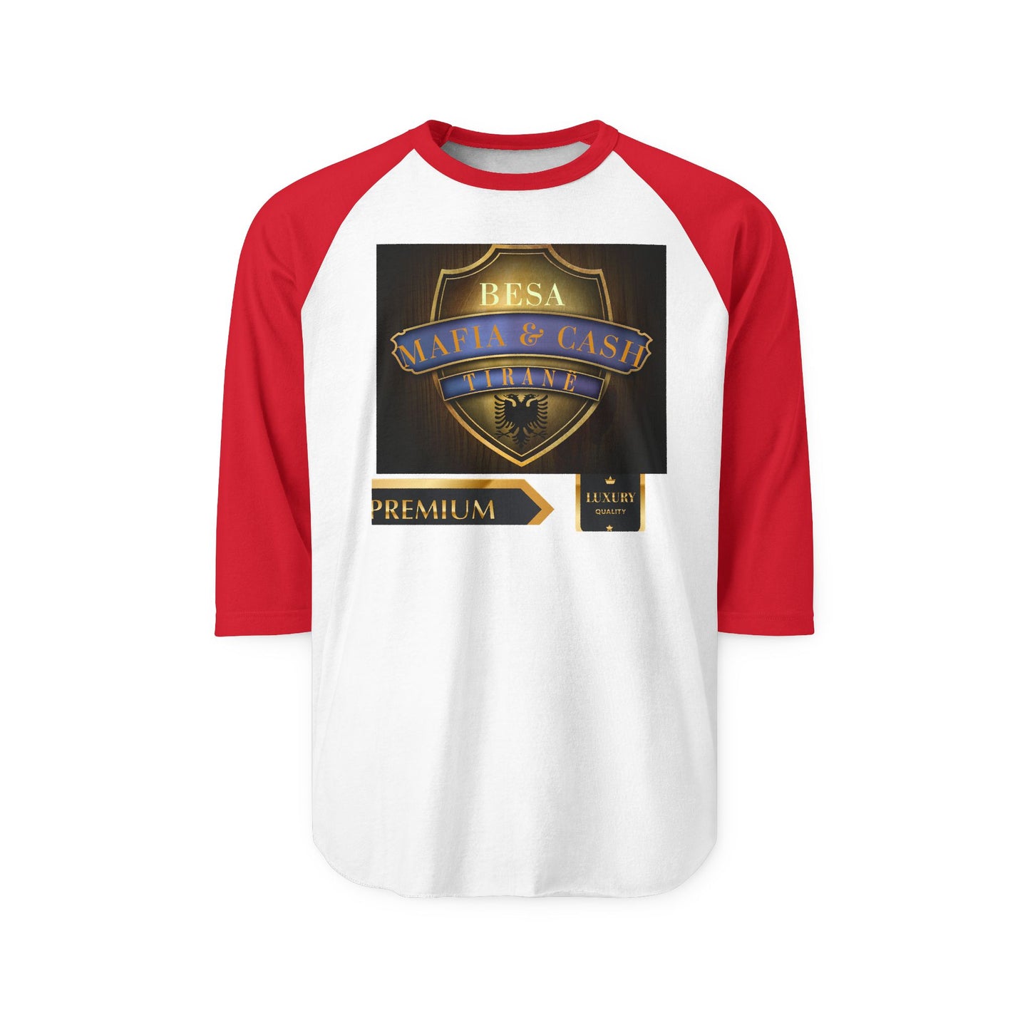 Raglan Shirt - Besa Mafia & Cash Premium Shield Baseball Tee
