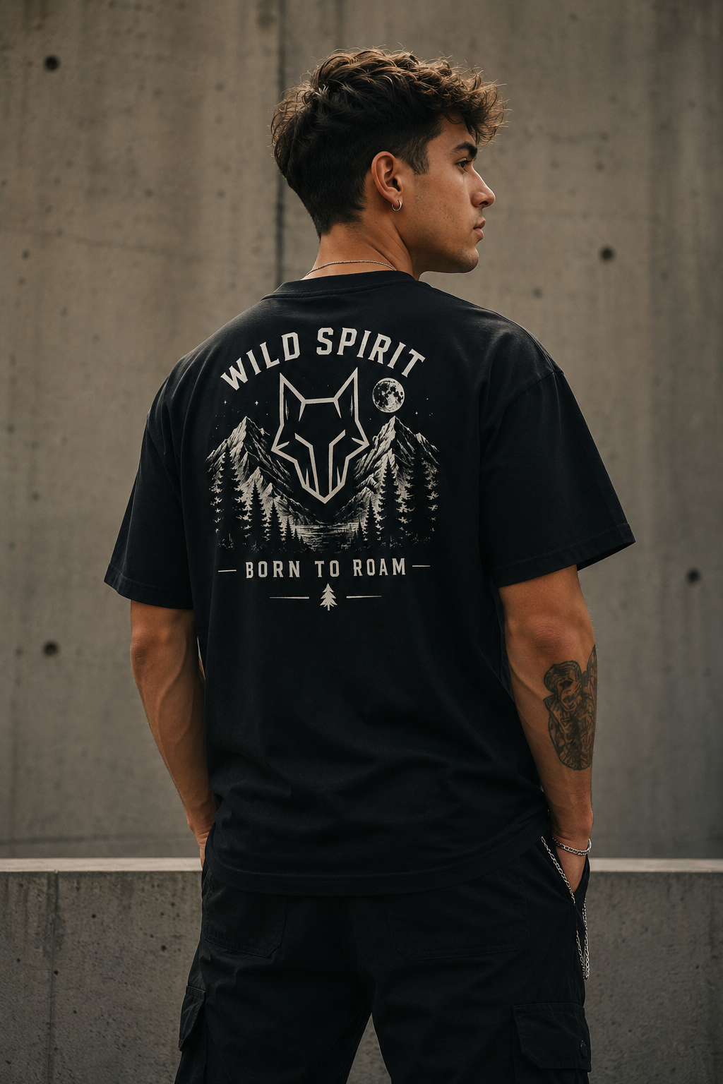 Unisex organic oversized high neck t-shirt