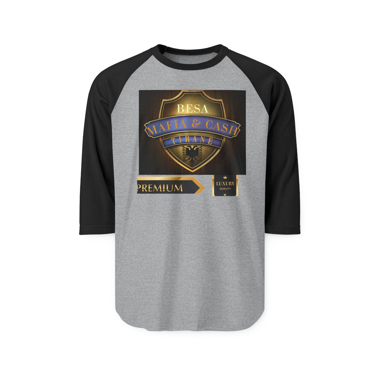 Raglan Shirt - Besa Mafia & Cash Premium Shield Baseball Tee