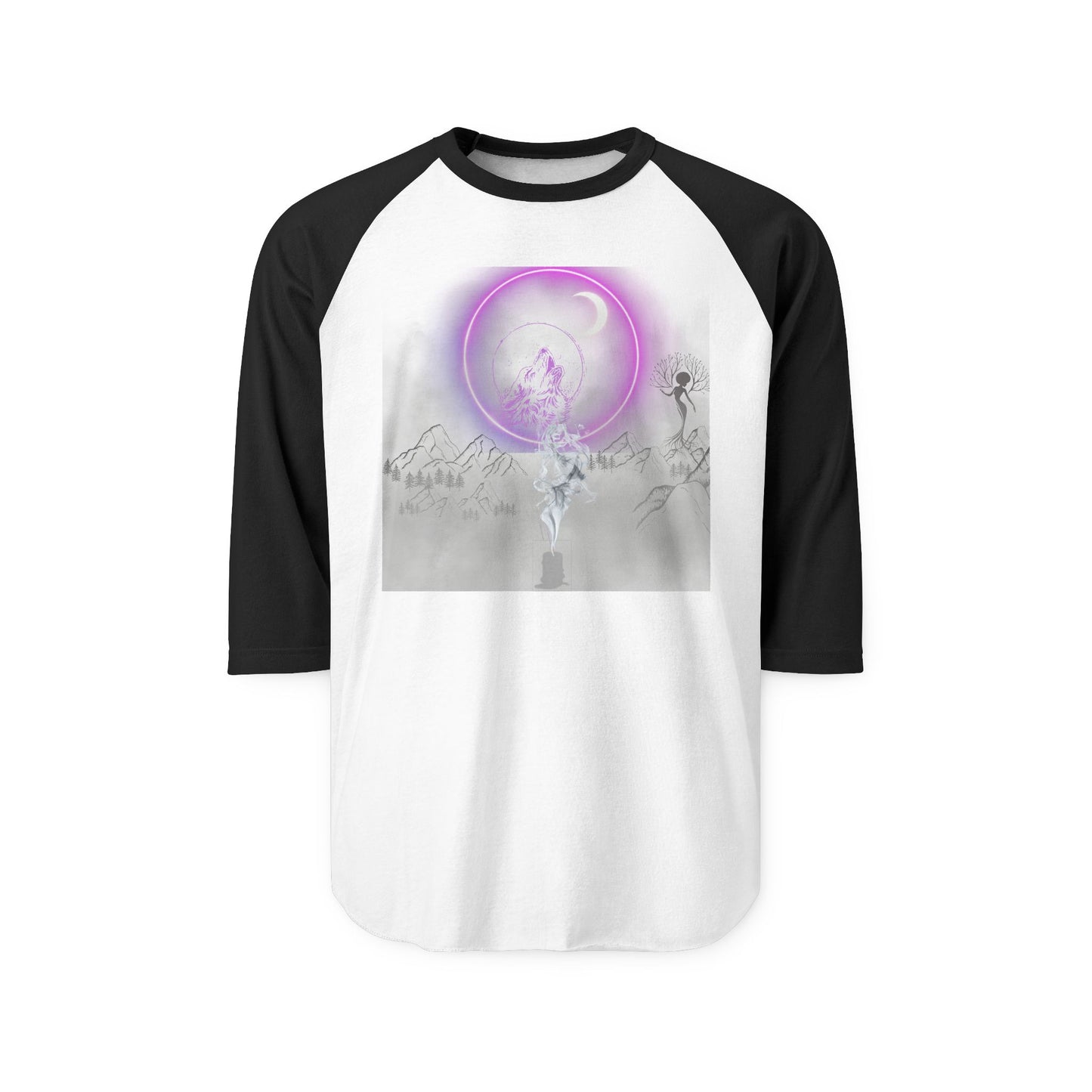 Mystic Moonlight Raglan Shirt — Neon Crescent Astral Design
