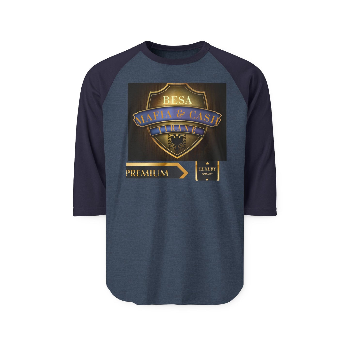 Raglan Shirt - Besa Mafia & Cash Premium Shield Baseball Tee