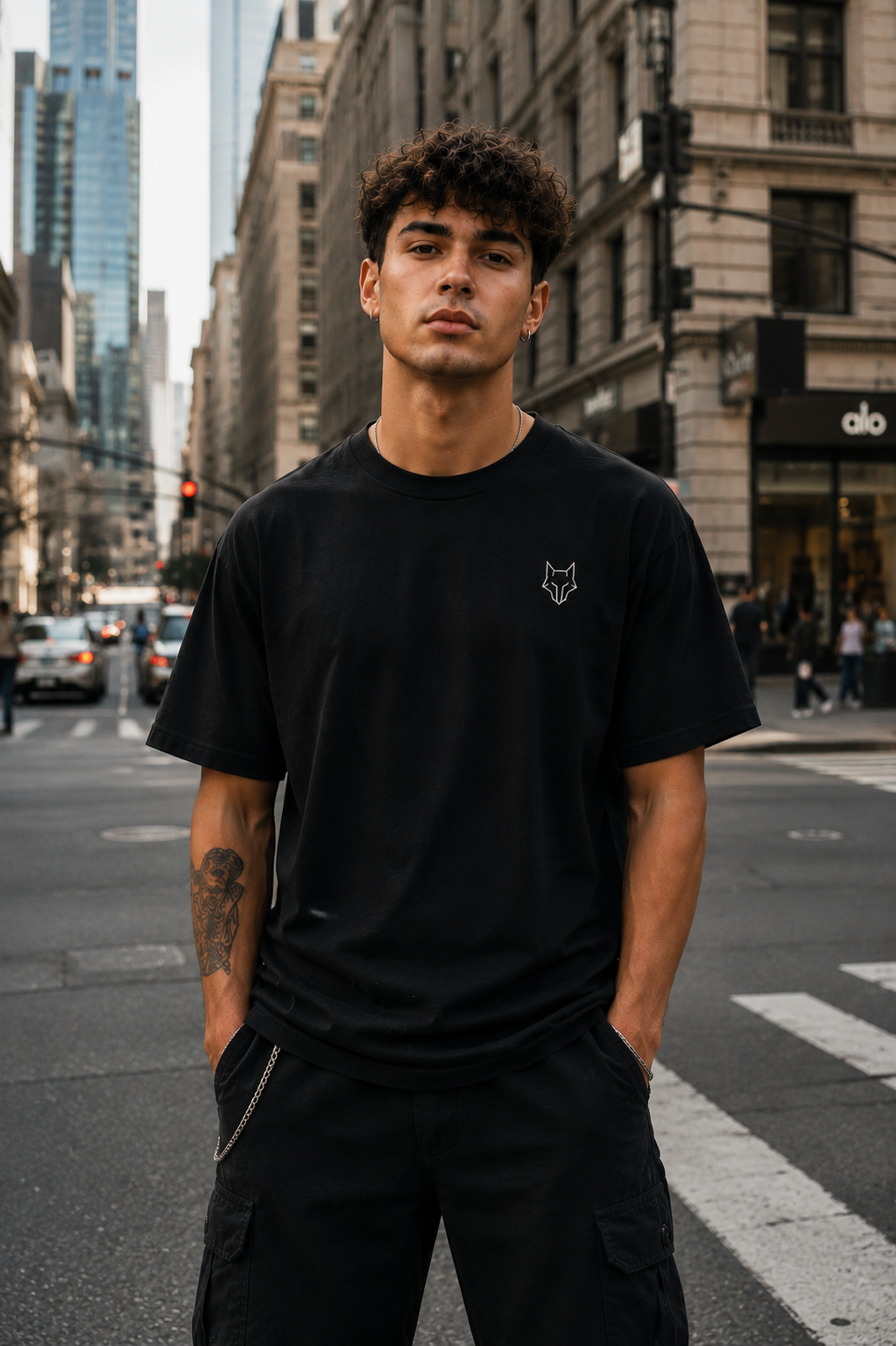 Unisex organic oversized high neck t-shirt