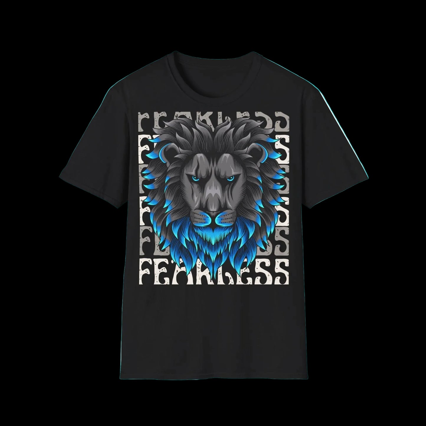 Fearless Lion T-Shirt — Blue Gradient Mane Graphic Tee