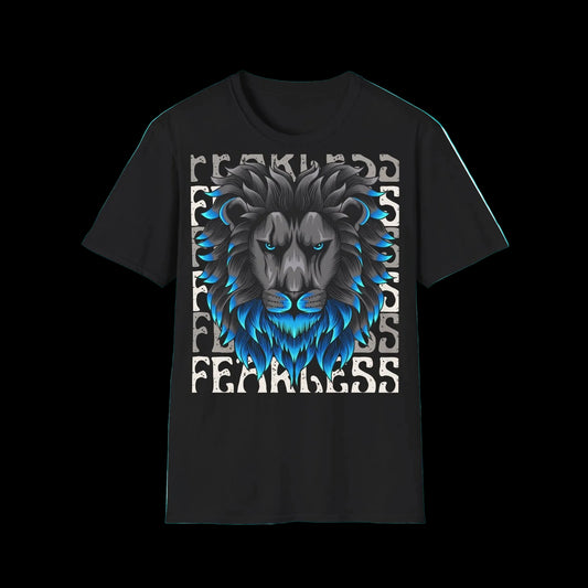 Fearless Lion T-Shirt — Blue Gradient Mane Graphic Tee