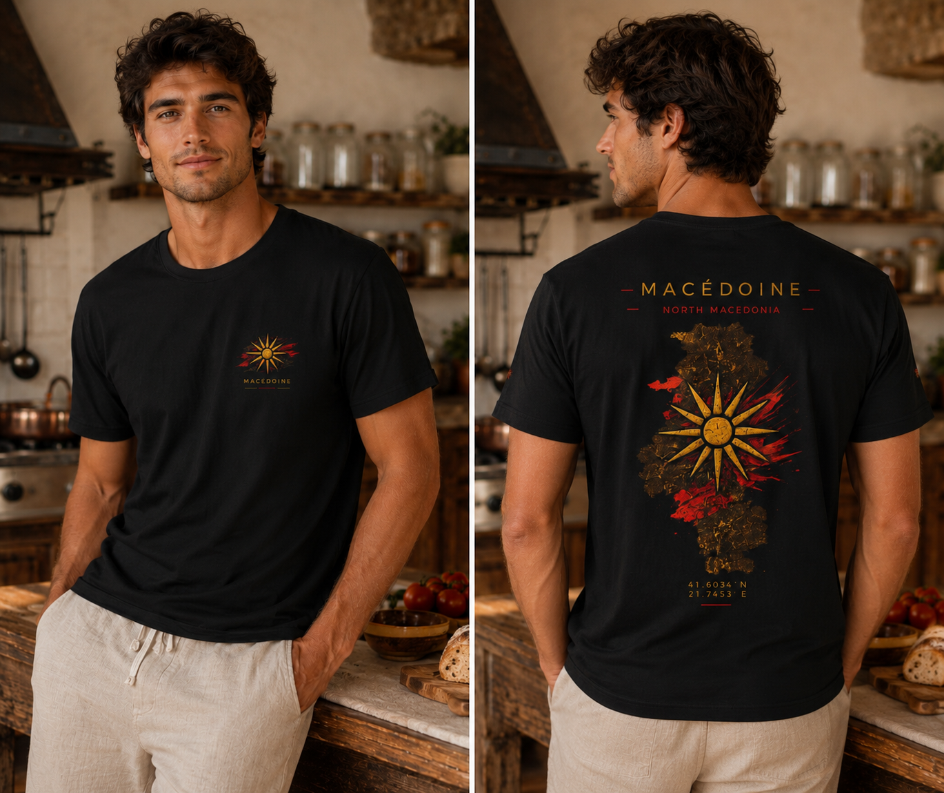 Macedoine Graphic Tee — Sunburst Map Backprint T‑Shirt