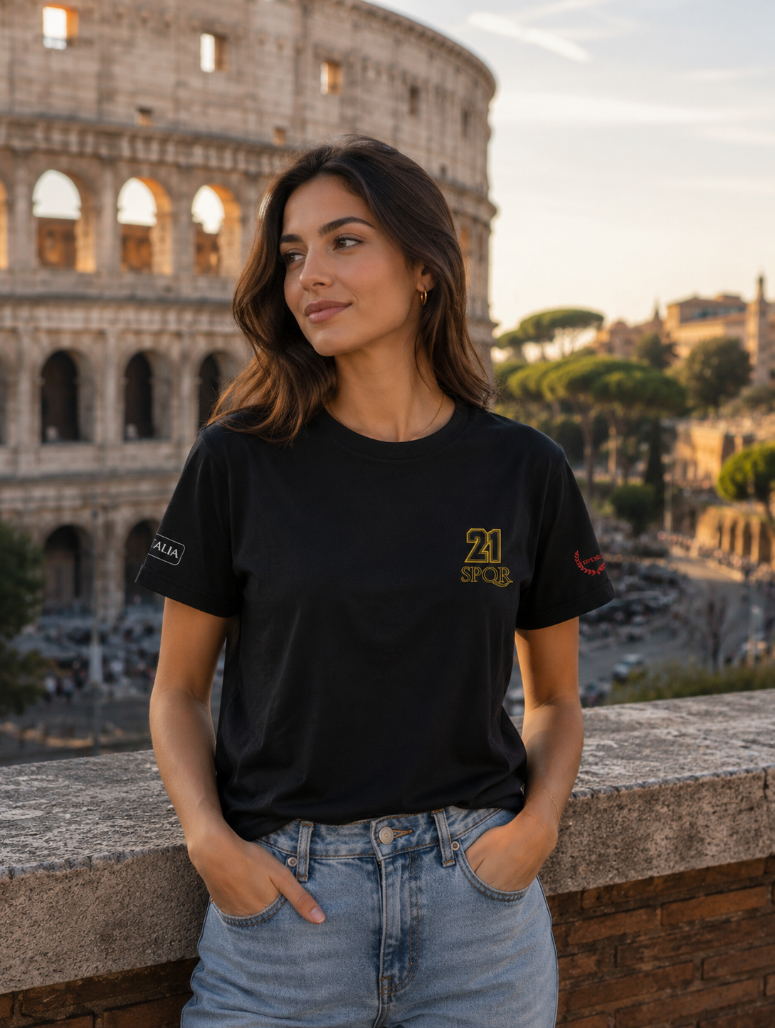 T-Shirt — '21 SPQR' Roman Vintage Chest Logo Tee