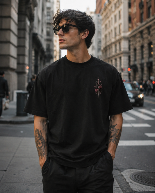 Unisex organic oversized high neck t-shirt